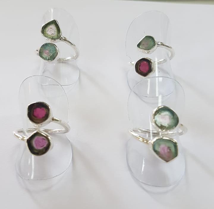 Adjustable Watermelon Tourmaline Rings
