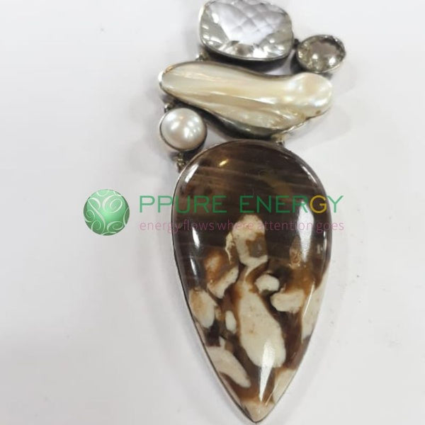 Jasper pearl crystal pendant