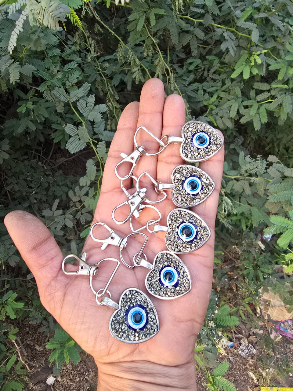 Evil Eye Heart Keychain
