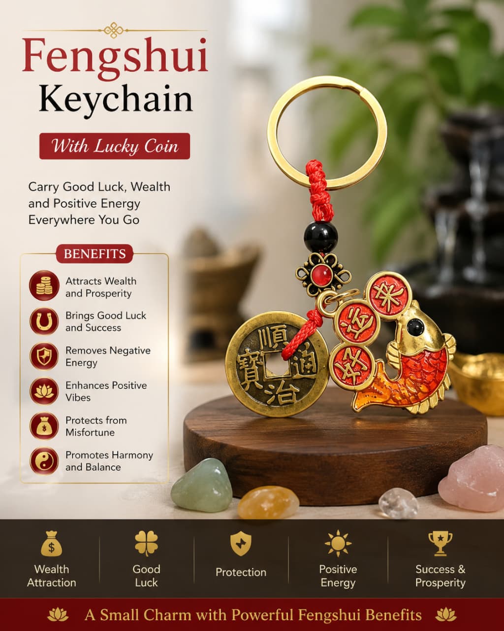 Feng Shui Lucky Coin Keychain
