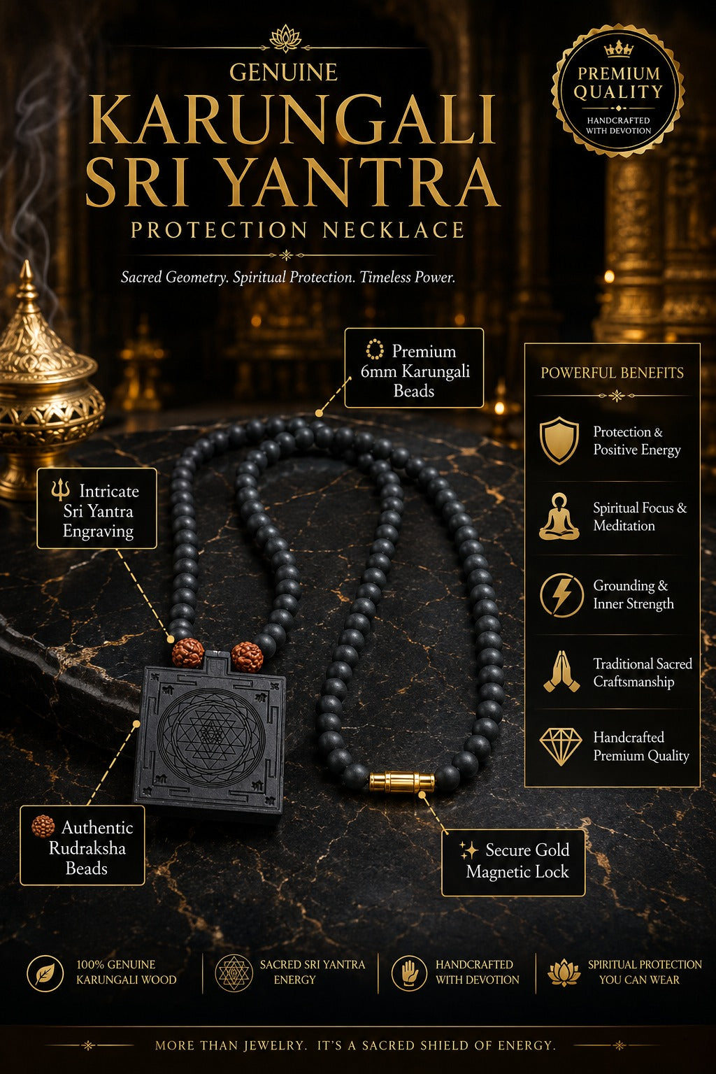 Karungali Sri Yantra Protection Necklace