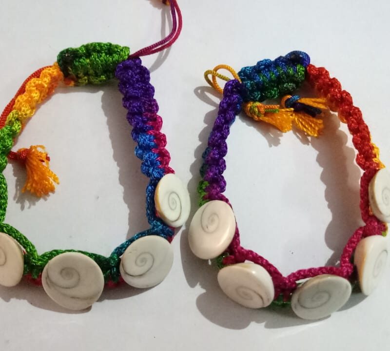 Gomti chakra bracelet with coloured thread